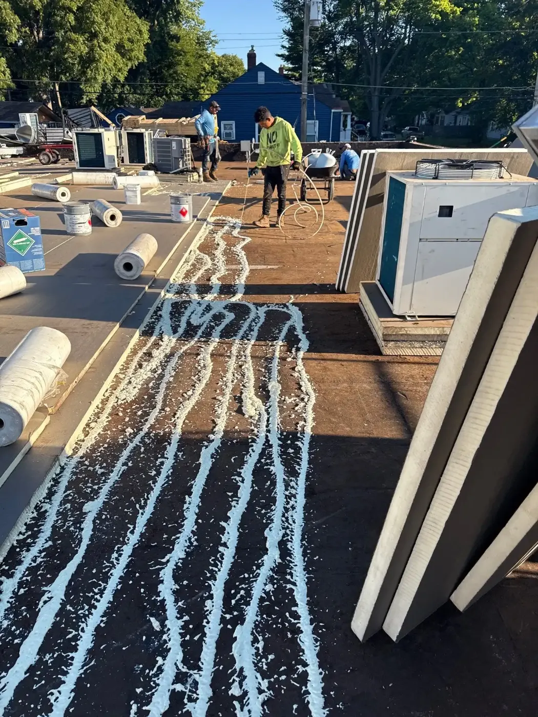 Tarping and dry-in on a Brookville commercial roof